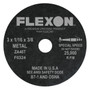 Flexovit fully reinforced Small Diameter Wheels are designed for use on die grinders and straight grinders.  Wheels from .035” through 1/8” thick are designed for cutting applications.  Wheels from 3/16” through 1/2” thickness are designed for grinding using the periphery of the wheel as the grinding face.