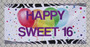 BANNER NO GLARE MATTE BANNER MATERIAL BIRTHDAY SWEET 16