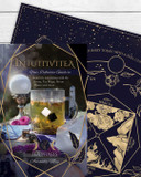 Complete Intuitivitea Divination Kit – Includes casting cloth, guidebook, tea dice, and keepsake bag arranged together.