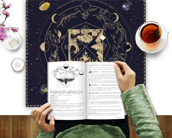 Conducting a Tea Dice Reading – Casting dice onto the Intuitivitea cloth during a divination session.