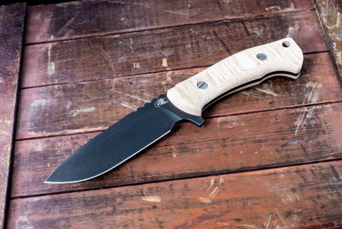 The Ranch Drop Point-CPM 3V-DLC Battle Black-Natural Micarta-Reserve Line