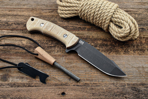 The Ranch Harpoon Spanto -Battle Black- Natural Canvas Micarta The Ranch Harpoon Spanto -Battle Black- Natural Canvas Micarta