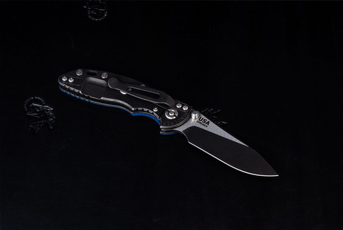 XM-18 3" Non Flipper-Slicer-Two Tone-Battle Black DLC-Blue/Black G10