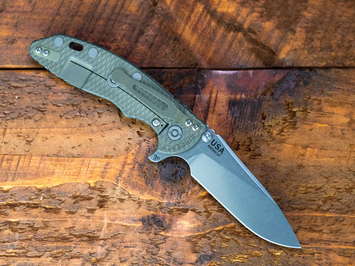XM-18 3.5" Skinny Slicer-Flat Ground-Magnacut-SW Blade-Textured LS Battle Green-Translucent Green G10-WF SS Hardware