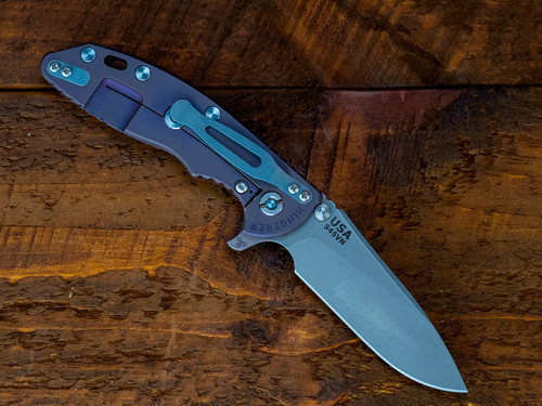 Assembly Special-XM-18 3.5- Slicer Hollow Ground-S45VN-Battle Purple-Walnut-Blue Titanium Hardware-Lockside