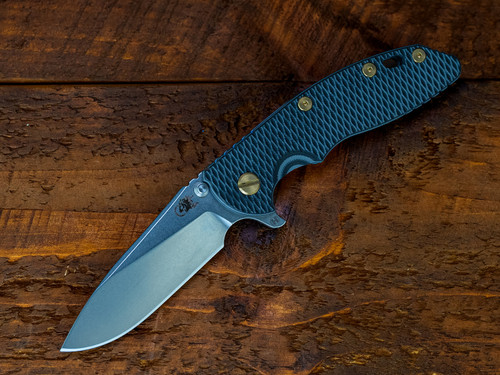 XM-18 3.5- Slicer Hollow Ground-S45VN-Stonewash Blue-Grey/Black G10-Brass Hardware