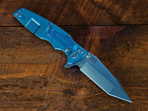 Eklipse-Harpoon Tanto-S45VN-Stonewash Light Blue-Frost FCF-Blue Ti Hardware