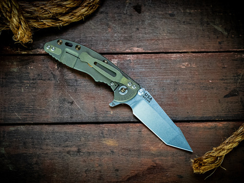 Assembly Special-XM-18 3" Harpoon Tanto-S45VN-Stonewash Blade-Battle Green-OD Green/Black G10-Titanium Bronze Hardware-Lockside