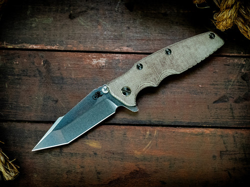 Eklipse-S45VN-Harpoon Tanto-Stonewash Bronze-Smooth Natural Micarta-Ti Bronze Hardware