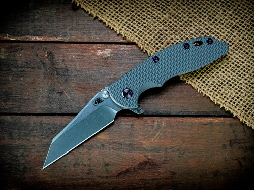 XM-18 3.5" Fatty Wharncliffe-S45VN-Stonewash Bronze-Grey G10-Bronze/Purple Ti Hardware