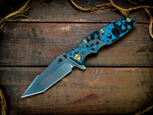 Eklipse-Harpoon Tanto-S45VN-Stonewash Blue-Arctic Storm FCF-Brass Hardware