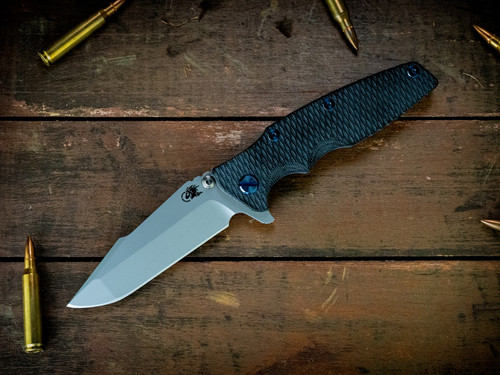 Eklipse-S45VN-Harpoon Spanto-Bead Blast Purple-Textured Black Micarta-Blue Ti Hardware