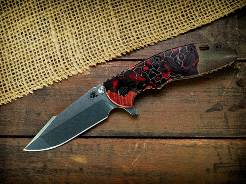 XM-18 3.5" Harpoon Spanto-S45VN-Stonewash Blade-Honeycomb Fade-Bead Blast-Black Nitride Hardware