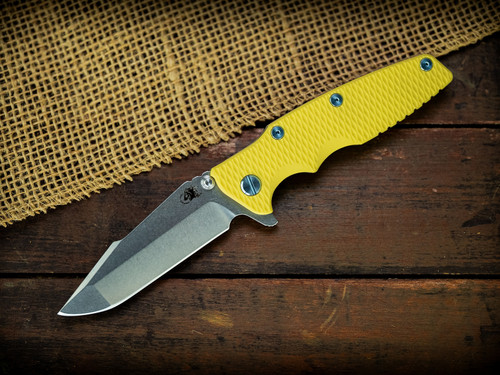 Eklipse-S45VN-Harpoon Spanto-Stonewash Gold-Yellow G10-Blue Ti Hardware