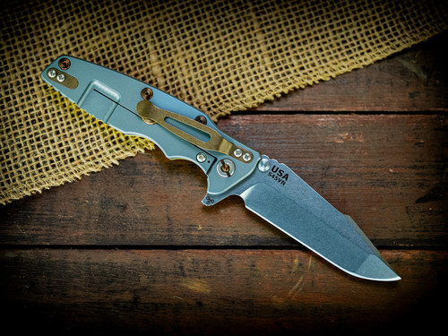 Eklipse-S45VN-Harpoon Spanto-Stonewash Blade-Bead Blast Blue-Yellow G10-Bronze Ti hardware