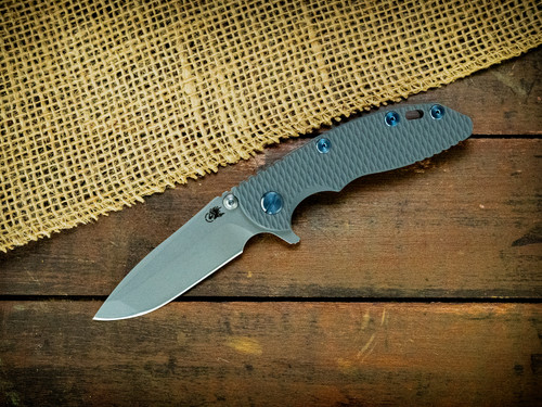 XM-18 3" Spanto-Working Finish-Grey G10-Light Blue Ti Hardware