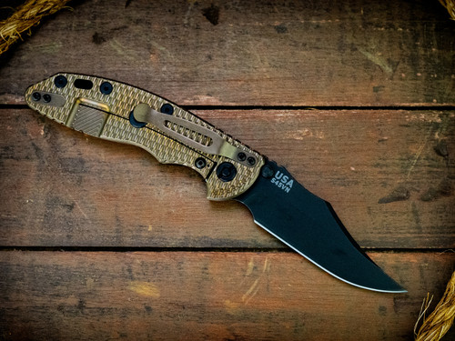 Assembly Special-XM-18 3.5"-Non Flipper-Bowie-Battle Black Blade-Full Textured Titanium Stonewash Bronze-Black Nitride Hardware-Lockside