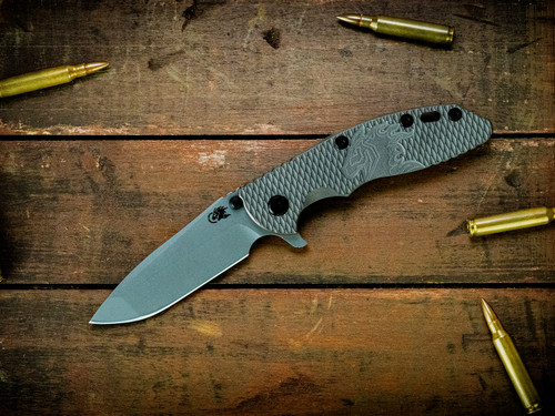 Assembly Special-XM-18 3.5" Spanto-S45VN-Full Textured Titanium Battle Finish-Double Anodized Milled Horsehead-Black Nitride Hardware-Scale Side