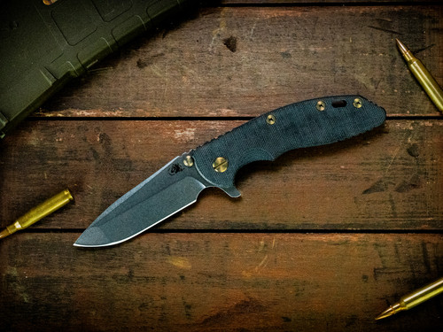 Assembly Special-XM-18 3.5" Spanto-S45VN-Stonewash Blade-Battle Black-Smooth Black Micarta-Gold Titanium Hardware/TS-Scale Side