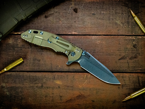 Assembly Special-XM-18 3.5" Spanto-S45VN-Stonewash Blade-Battle Green-Smooth Black G10-Titanium Light Blue Hardware/TS-Lockside