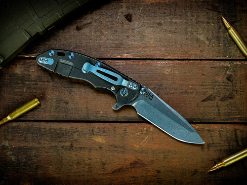 XM-18 3.5" Spanto-S45VN-Stonewash Blade-Battle Black-Grey/Black G10-Blue Ti Hardware/TS