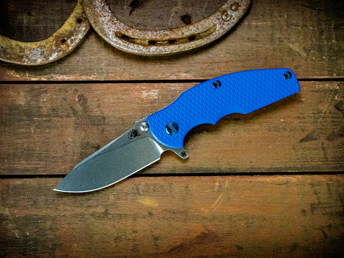 Jurassic-Slicer Hollow Ground-Magnacut-Stonewash Light Blue-Blue G10-Ti Hardware