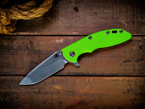 Assembly Special-XM-18 3.5" Spanto-S45VN-Stonewash Green-Lime Green G10-Purple Titanium Hardware/TS-Scale Side
