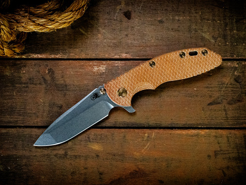 XM-18 3.5" Spanto-S45VN-Stonewash Green-Textured Natural Micarta-Bronze Ti Hardware/TS