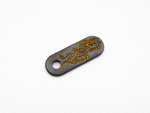 Hinderer Knives/Steel Flame Niobium Dragon Tab – Reversed Dragon - Yellow Color