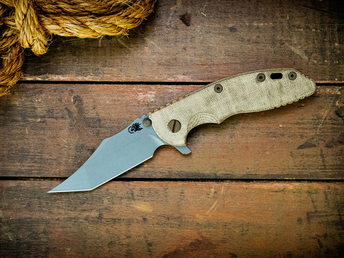Assembly Special-XM-18 3.5" Aggressor-Magnacut-Battle Green-Smooth OD Green Micarta-Bronze Titanium Hardware/TS/Aluminum Standoffs-Scale Side