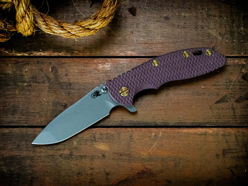 Assembly Special-XM-18 3.5" Spanto-20CV-Battle Green-Purple G10-Brass Hardware-Scale Side
