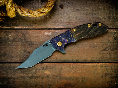 Assembly Special-XM-18 3.5" Aggressor-Magnacut-Battle Purple-Wood/Resin-Brass Hardware/Aluminum Standoffs-Scale Side