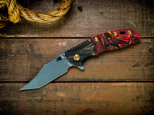Assembly Special-XM-18 3.5" Aggressor-Magnacut-Battle Bronze-Wood/Resin-Brass Hardware/Aluminum Standoffs-Scale Side
