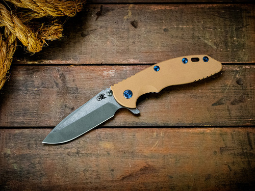 Assembly Special-XM-18 3.5"-20CV-Spanto-Working Finish Two Tone-Special Anodized-Smooth Coyote G10-Blue Titanium Eklipse Hardware-Scale Side