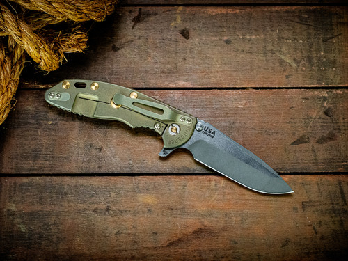 Assembly Special-XM-18 3.5"-20CV-Spanto-Working Finish Two Tone-Battle Green-Black G10-Brass/Black Standoffs Hardware-Lockside