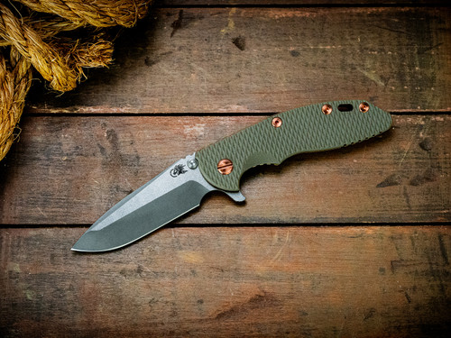 Assembly Special-XM-18 3.5"-20CV-Spanto-Working Finish Two Tone-Stonewash Bronze-OD Green G10-Copper Hardware-Scale Side