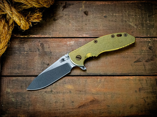 Assembly Special-XM-18 3.5"-20CV-Slicer-Hollow Ground-Stonewash Two Tone-Full Titanium Stonewash Gold-Battle Bronze Titanium Hardware-Scale Side
