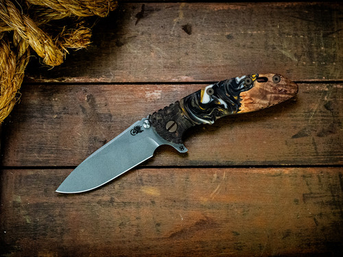 Assembly Special-XM-18 3.5"-20CV-Slicer-Hollow Ground-Battle Bronze-Wood/Resin-Battle Bronze Titanium Hardware-Scale Side