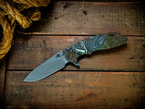Assembly Specials-XM-18 3.5"-20CV-Slicer-Hollow Ground-Special Battle Finish-Wood/Resin-Battle Bronze Titanium Hardware-Scale Side
