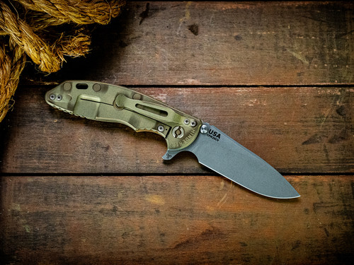 Assembly Special-XM-18 3.5"-20CV-Slicer-Hollow Ground-Special Battle Finish-Smooth Coyote G10-Battle Bronze Titanium Hardware-Lockside