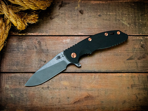 Assembly Special-XM-18 3.5"-20CV-Slicer-Hollow Ground-Two Tone Blade-Light Battle Blue-Smooth Black G10-Copper Hardware-Scale Side