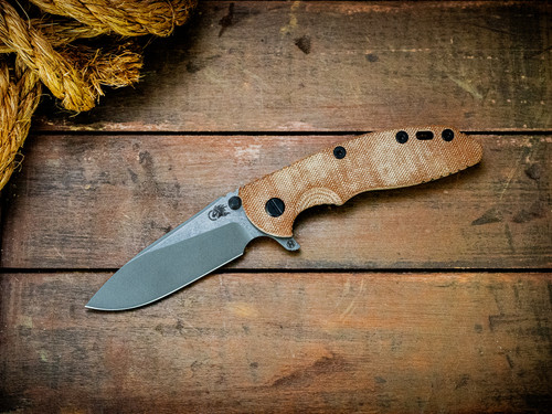 Assembly Special-XM-18 3.5"-20CV-Slicer-Hollow Ground-Two Tone Blade-Battle Bronze-Smooth Natural Micarta-Black Nitride/Copper Hardware-Scale Side