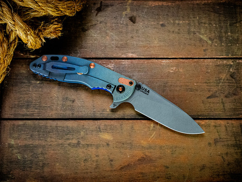 Assembly Special-XM-18 3.5"-20CV-Slicer-Hollow Ground-Special Battle Anodized-Blue G10-Copper Hardware-Lockside