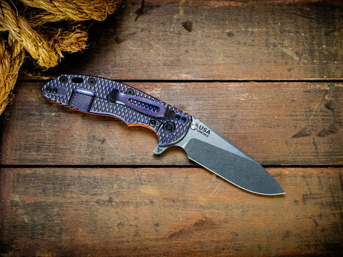 Assembly Special-XM-18 3.5"-20CV-Slicer-Hollow Ground-Two Tone Blade-Textured Stonewash Purple-Orange G10-Black Nitride/Aluminum Standoffs Eklipse Hardware-Lockside
