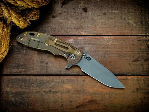 Assembly Special-XM-18 3.5"-20CV-Spanto-Battle Green/Rose Gold-Smooth Natural Micarta-Brass Hardware-Lockside
