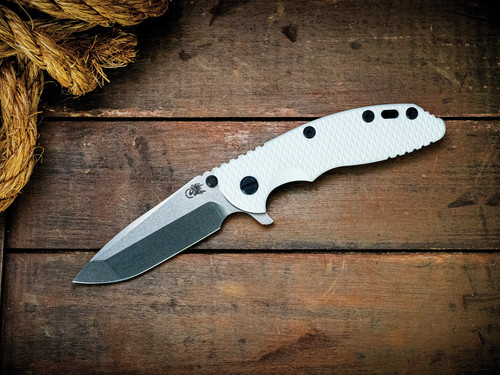 Assembly Special-XM-18 3.5"-20CV-Spanto-Two Tone Blade-Stonewash Purple-White G10-Black Nitride Hardware/Titanium Standoffs-Scale Side
