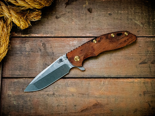 Assembly Special-XM-18 3.5"-20CV-Spanto-Two Tone Blade-Stonewash Green/Gold-Koa-Brass Hardware-Scale Side