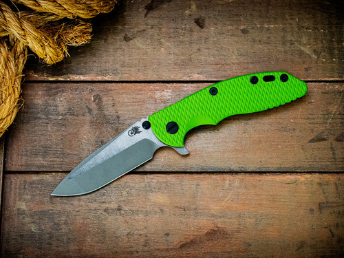 XM-18 3.5"-20CV-Spanto-Two Tone Blade-Battle Blue-Lime Green G10-Black Nitride/Brass Hardware