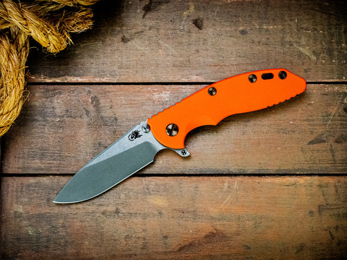 Assembly Special-XM-18 3.5"-20CV-Slicer-Hollow Ground-Working Finish Two Tone-Stonewash Bronze-Smooth Orange G10-Bronze Titanium/Aluminum Standoffs Eklipse Hardware-Scale Side