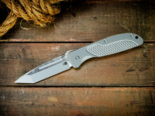 Firetac Tanto-20CV-Two Tone Blade-Bead Blast-Titanium Scale-Scale Side
